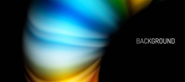 Siyah üzerine gökkuşağı renk dalgası çizgileri. Posterler, kapaklar, afişler, broşürler, web siteleri için tekno veya iş soyut arka plan