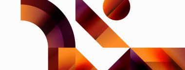 Kareli, üçgenli, daireli geometrik arkaplan. Şekiller uyumlu bir şekilde etkileşir, dijital tasarımlar, sunumlar, web sitesi afişleri, sosyal medya iletileri için görsel olarak çarpıcı bir tasarım oluşturur