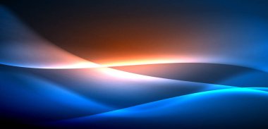 Neon ışıklarının ruhani parıltısında dinamik dalgalar. Hareket akışkanlığı ile neonun ışıl ışıl cazibesini birleştiren kavram, hem canlılığı hem de gelecekteki karmaşıklığı somutlaştıran büyüleyici arka plan.