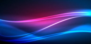 Neon ışıklarının ruhani parıltısında dinamik dalgalar. Hareket akışkanlığı ile neonun ışıl ışıl cazibesini birleştiren kavram, hem canlılığı hem de gelecekteki karmaşıklığı somutlaştıran büyüleyici arka plan.