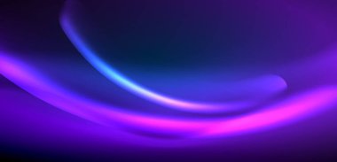 Neon ışıklarının ruhani parıltısında dinamik dalgalar. Hareket akışkanlığı ile neonun ışıl ışıl cazibesini birleştiren kavram, hem canlılığı hem de gelecekteki karmaşıklığı somutlaştıran büyüleyici arka plan.