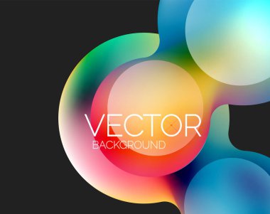 Güzel yuvarlak şekiller ve soyut çemberler. Sıvı renk kabarcığı bileşimi