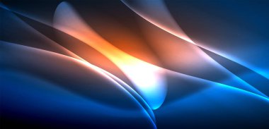 Neon ışıklarının ruhani parıltısında dinamik dalgalar. Hareket akışkanlığı ile neonun ışıl ışıl cazibesini birleştiren kavram, hem canlılığı hem de gelecekteki karmaşıklığı somutlaştıran büyüleyici arka plan.