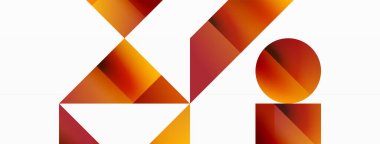 Kareli, üçgenli, daireli geometrik arkaplan. Şekiller uyumlu bir şekilde etkileşir, dijital tasarımlar, sunumlar, web sitesi afişleri, sosyal medya iletileri için görsel olarak çarpıcı bir tasarım oluşturur