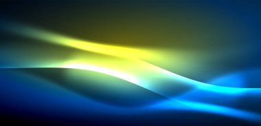 Neon ışıklarının ruhani parıltısında dinamik dalgalar. Hareket akışkanlığı ile neonun ışıl ışıl cazibesini birleştiren kavram, hem canlılığı hem de gelecekteki karmaşıklığı somutlaştıran büyüleyici arka plan.