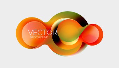 Güzel yuvarlak şekiller ve soyut çemberler. Sıvı renk kabarcığı bileşimi