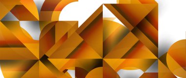 Geometrik füzyon - üçgenlerin soyut harmonisi ve minimalist arkaplan tasarımında daireler. Duvar kağıdı, afiş, arkaplan, iniş sayfası, duvar sanatı, davetiye, baskı için şekil ve satır tasarımı