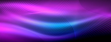 Parlayan neon dalga soyut arkaplan - canlı, ışıltılı dalgalar büyüleyici ve heyecan verici bir ekran içinde titreşiyor