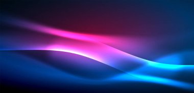 Neon ışıklarının ruhani parıltısında dinamik dalgalar. Hareket akışkanlığı ile neonun ışıl ışıl cazibesini birleştiren kavram, hem canlılığı hem de gelecekteki karmaşıklığı somutlaştıran büyüleyici arka plan.