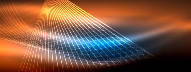 Parlayan neon dalga soyut arkaplan - canlı, ışıltılı dalgalar büyüleyici ve heyecan verici bir ekran içinde titreşiyor