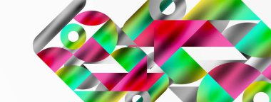 Büyüleyici bir geometrik mozaik desen içinde üçgenlerin, çizgilerin ve dairesel elementlerin sanatsal düzenlenmesi, görsel olarak dinamik ve büyüleyici bir bileşim sunar.