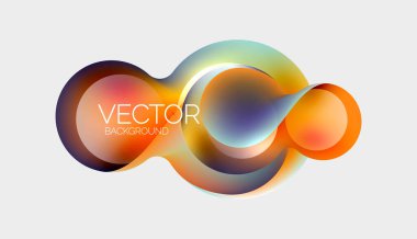 Güzel yuvarlak şekiller ve soyut çemberler. Sıvı renk kabarcığı bileşimi