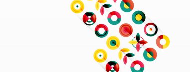 Şebeke bileşimi soyut bir arkaplanda renkli daireler. Duvar kağıdı, afiş, arkaplan, iniş sayfası, duvar sanatı, davetiye, baskılar, posterler için tasarım