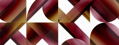 Canlı eğimli üçgenler ve beyaz üzerinde daireler. Dijital tasarımlar, sunumlar, web sitesi afişleri, sosyal medya paylaşımları için şekillerin büyüleyici birleşimi