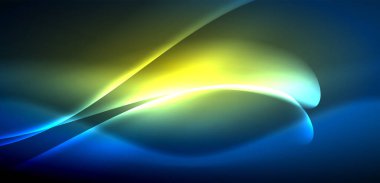 Neon ışıklarının ruhani parıltısında dinamik dalgalar. Hareket akışkanlığı ile neonun ışıl ışıl cazibesini birleştiren kavram, hem canlılığı hem de gelecekteki karmaşıklığı somutlaştıran büyüleyici arka plan.