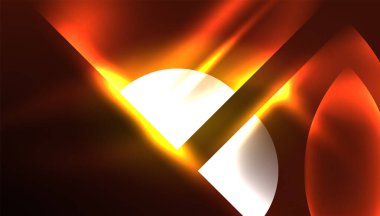 Soyut arka plan vektörü neon parlayan geometrik elementler. Duvar kağıdı, afiş, arkaplan, iniş sayfası, duvar resimleri, davetiyeler, posterler için yüksek teknoloji tasarımı