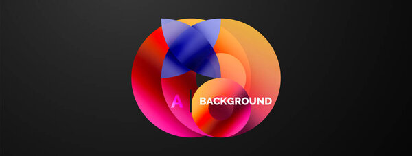 Абстрактные круглые геометрические фигуры с градиентами. Концепция креативных технологий, цифрового искусства, социальных коммуникаций и современной науки. Идеально подходит для плакатов, обложек, баннеров, брошюр и веб-сайтов