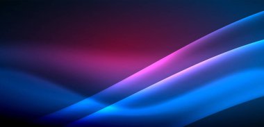 Neon ışıklarının ruhani parıltısında dinamik dalgalar. Hareket akışkanlığı ile neonun ışıl ışıl cazibesini birleştiren kavram, hem canlılığı hem de gelecekteki karmaşıklığı somutlaştıran büyüleyici arka plan.