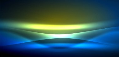 Neon ışıklarının ruhani parıltısında dinamik dalgalar. Hareket akışkanlığı ile neonun ışıl ışıl cazibesini birleştiren kavram, hem canlılığı hem de gelecekteki karmaşıklığı somutlaştıran büyüleyici arka plan.