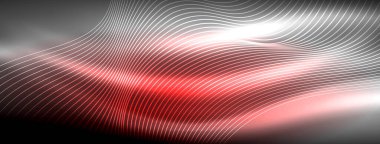 Parlayan neon dalga soyut arkaplan - canlı, ışıltılı dalgalar büyüleyici ve heyecan verici bir ekran içinde titreşiyor