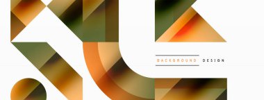 Kareli, üçgenli, daireli geometrik arkaplan. Şekiller uyumlu bir şekilde etkileşir, dijital tasarımlar, sunumlar, web sitesi afişleri, sosyal medya iletileri için görsel olarak çarpıcı bir tasarım oluşturur