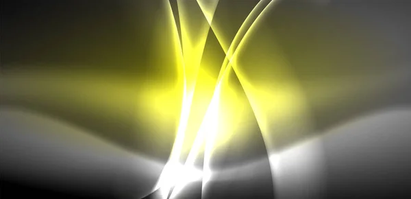 Přes Pozadí Valí Neonově Osvětlené Vlny Fascinující Tanec Světla Pohybu — Stockový vektor