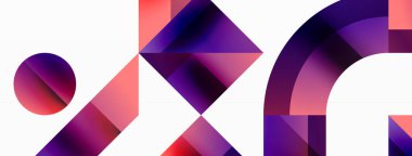 Parlak daire, kare, üçgen minimalist geometrik arkaplanı şekillendirir. Gösterişli, çağdaş tasarım dijital tasarımlar, sunumlar, web sitesi afişleri, sosyal medya paylaşımları için biraz sofistike