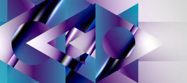 Trendy minimal geometric composition abstract background. Shadow lines and lights on glossy triangles backdrop. Vector Illustration For Wallpaper, Banner, Background, Card, Book Illustration