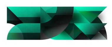 Büyüleyici vektör illüstrasyonu - geometrik, minimalist, soyut arkaplan duvar kağıdı, pankart, arkaplan, iniş sayfası, duvar sanatı, davetiye, baskılar, posterler için daireler ve üçgenlerle süslenmiş
