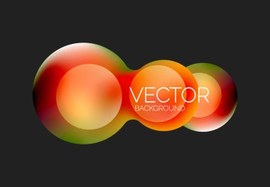 Güzel yuvarlak şekiller ve soyut çemberler. Sıvı renk kabarcığı bileşimi