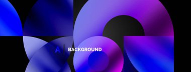 Eğimli soyut yuvarlak geometrik şekiller. Yaratıcı teknoloji, dijital sanat, sosyal iletişim ve modern bilim kavramı. Posterler, kapaklar, afişler, broşürler ve web siteleri için ideal