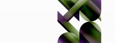 Canlı eğimli üçgenler ve beyaz üzerinde daireler. Dijital tasarımlar, sunumlar, web sitesi afişleri, sosyal medya paylaşımları için şekillerin büyüleyici birleşimi