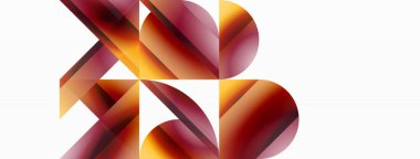 Beyaz zemin üzerinde canlı renk üçgenleri ve daireler dijital tasarımlar, sunumlar, web sitesi afişleri, sosyal medya paylaşımları için büyüleyici ve uyumlu bir kompozisyon oluşturmak için iç içe geçmiştir.