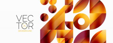 Vektör arkaplanı. Minimalist geometrik arkaplan daireler ve şekillerle süslenmiş. Dijital tasarımlar, sunumlar, web sitesi afişleri, sosyal medya paylaşımları için yaratıcılığı davet eden soyut sanat