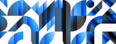 Dijital tasarımlar, sunumlar, web sitesi afişleri, sosyal medya paylaşımları için çok yönlülük ve görsel cazibe sağlayan, minimalist soyut tuval üzerinde geometrik biçimlerin Amalgamatasyonu