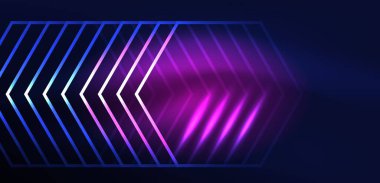 Altıgen soyut arkaplan. Duvar kağıdı, afiş, arkaplan, iniş sayfası, duvar sanatı, davetiye, baskılar için tekno parlayan neon altıgen şekiller vektör ilüstrasyonunu şekillendirir