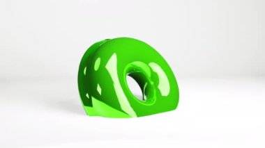 Beyaz stüdyoda dönen 3 boyutlu krom donut. Soyut hareket grafikleri