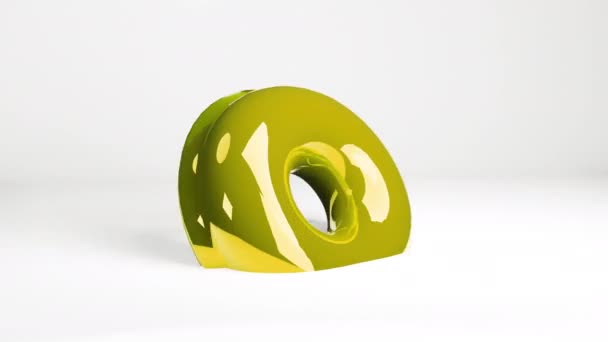 Chromen Donut Draaiend Witte Studio Abstracte Bewegende Beelden — Stockvideo