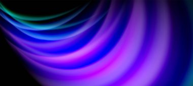 Siyah üzerine gökkuşağı renk dalgası çizgileri. Posterler, kapaklar, afişler, broşürler, web siteleri için tekno veya iş soyut arka plan