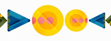 Trendy minimal geometric abstract background. Triangles, squares and circles bright colors backdrop. Vector Illustration For Wallpaper, Banner, Background, Card, Book Illustration, landing page