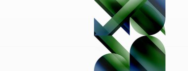 Canlı eğimli üçgenler ve beyaz üzerinde daireler. Dijital tasarımlar, sunumlar, web sitesi afişleri, sosyal medya paylaşımları için şekillerin büyüleyici birleşimi