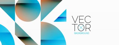 Dinamik soyut vektör arkaplanı. Dairelerin, karelerin ve üçgenlerin uyumlu birleşimi. Geometrik elementler büyüleyici bir zemin oluşturmak için birbirine dolanır. Her şekil biçimlerin kaleydoskopuna katkıda bulunur