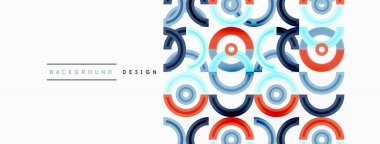 Çemberler, ızgara desenli soyut bir arka planda düzenlenir ve çeşitli renklerin gölgeleri de dahil olmak üzere farklı renk aralıklarına sahiptir. Duvar kağıdı, afiş, sunum, arkaplan şablonu