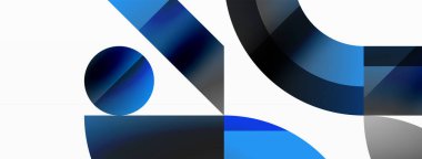 Dijital tasarımlar, sunumlar, web sitesi afişleri, sosyal medya paylaşımları için çok yönlülük ve görsel cazibe sağlayan, minimalist soyut tuval üzerinde geometrik biçimlerin Amalgamatasyonu