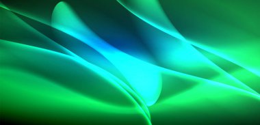 Neon ışıklarının ruhani parıltısında dinamik dalgalar. Hareket akışkanlığı ile neonun ışıl ışıl cazibesini birleştiren kavram, hem canlılığı hem de gelecekteki karmaşıklığı somutlaştıran büyüleyici arka plan.