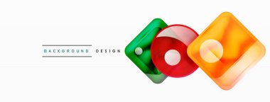 Soyut arkaplan tasarımı titizlikle hazırlanmış vektör bileşiminde parlak cam geometrik şekiller sergiliyor.