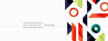 Renkli üçgenler ve soyut çemberler. Duvar kağıdı, afiş, arkaplan, iniş sayfası, duvar sanatı, davetiye, baskılar, posterler için tasarım