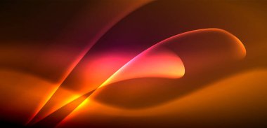 Neon ışıklarının ruhani parıltısında dinamik dalgalar. Hareket akışkanlığı ile neonun ışıl ışıl cazibesini birleştiren kavram, hem canlılığı hem de gelecekteki karmaşıklığı somutlaştıran büyüleyici arka plan.