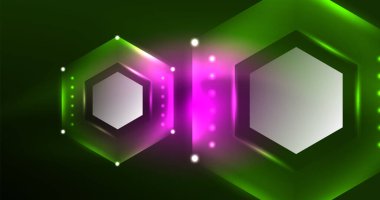 Soyut arkaplan neon altıgen vektör çizimi