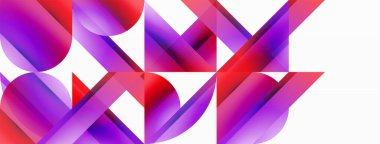 Gradyan renk üçgenleri ve beyaz daireler. Dinamik karışım büyüleyici görsel etki yaratıyor. Dijital tasarımlar, sunumlar, web sitesi afişleri, sosyal medya paylaşımları için geometrik arkaplan